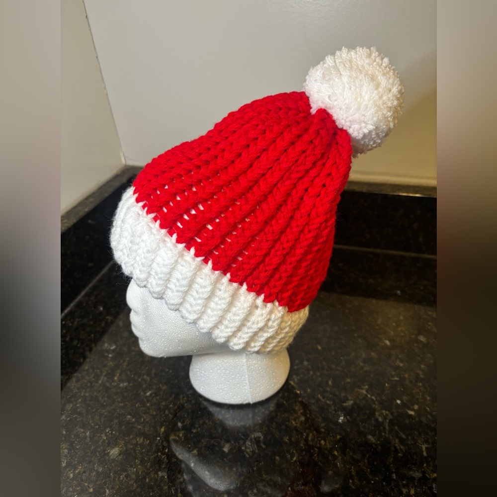 NWOT Kids Hand Knit Santa Hat